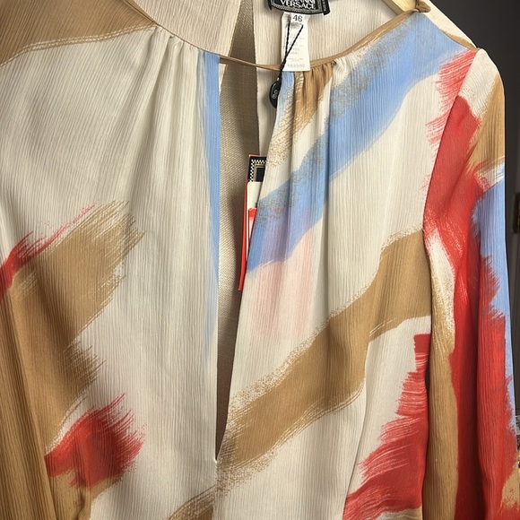 GIANNI VERSACE VINTAGE!! GORGEOUS SILK & LEATHER DRESS - Picture 4 of 14